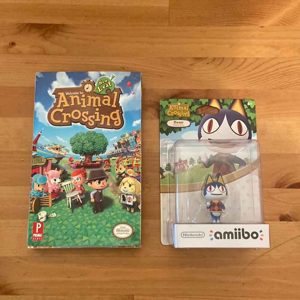 Animal Crossing Official Strategy Guide & Rover Amiibo Figure (Sealed).